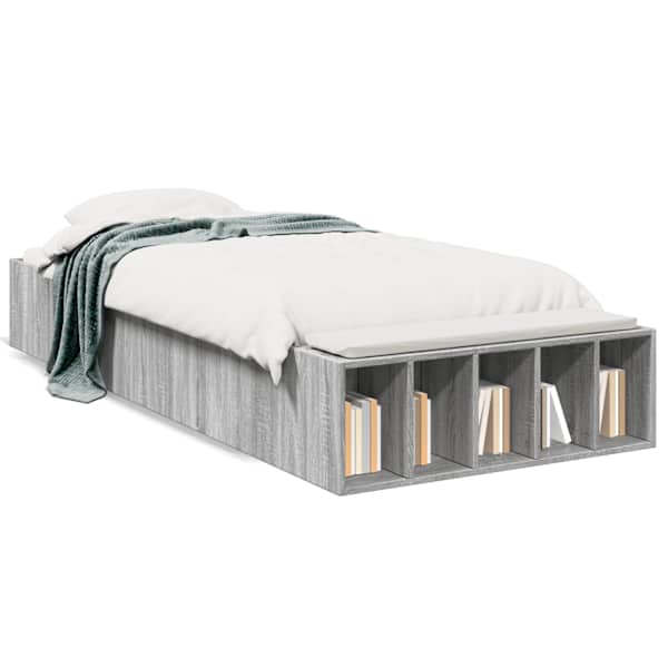 Voodiraam, hall sonoma tamm, 90 × 190 cm, tehispuit — mudel 3280620