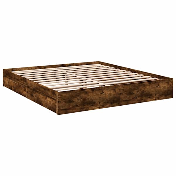 Sahtlitega voodiraam, suitsutatud tamm, 180 × 200 cm, tehispuit — mudel 3280640