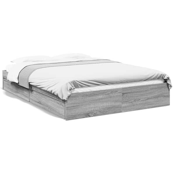 Sahtlitega voodiraam, hall sonoma tamm, 160 × 200 cm, tehispuit — mudel 3280648