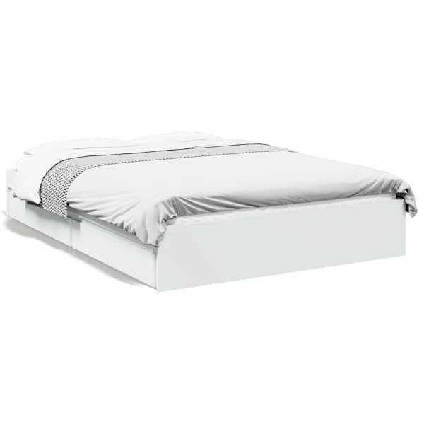 Sahtlitega voodiraam, valge, 140 × 200 cm — mudel 3280657