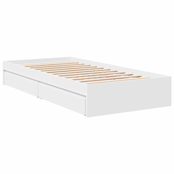 Sahtlitega voodiraam, valge, 100 × 200 cm — mudel 3280671