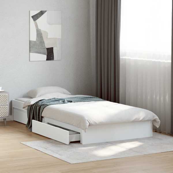 Sahtlitega voodiraam, valge, 100 × 200 cm — mudel 3280671