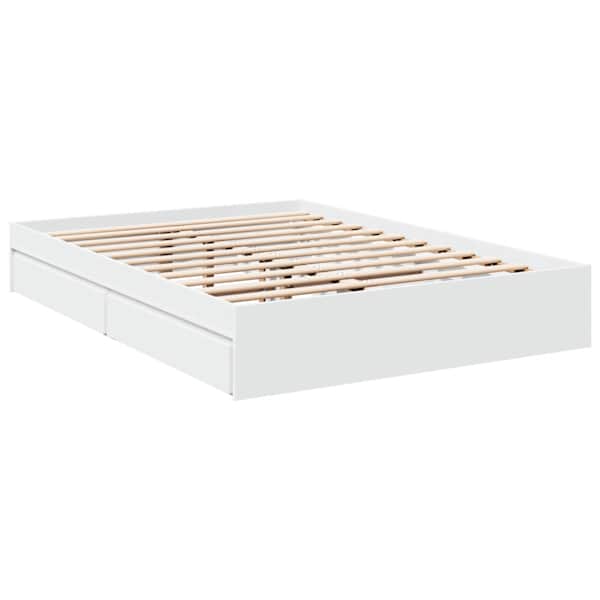 Sahtlitega voodiraam, valge, 135 × 190 cm — mudel 3280692
