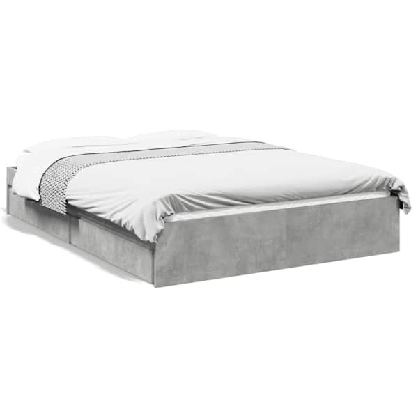Sahtlitega voodiraam, betoonhall, 135 × 190 cm, tehispuit — mudel 3280695