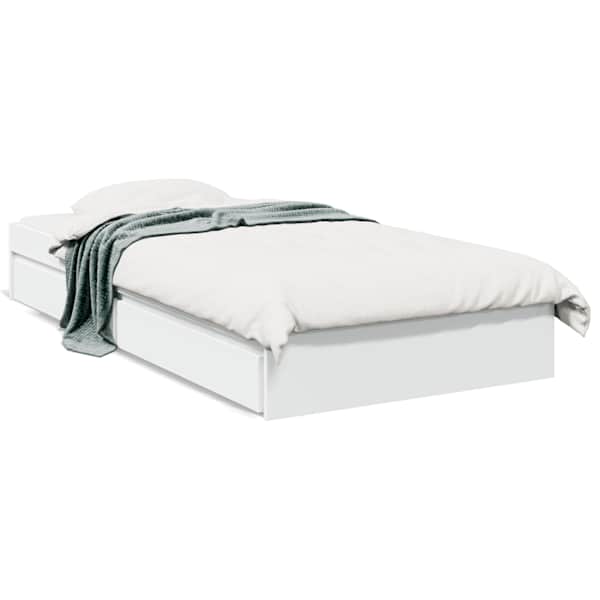 Sahtlitega voodiraam, valge, 90 × 190 cm — mudel 3280706