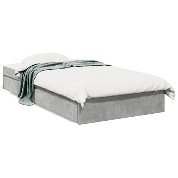 Sahtlitega voodiraam, betoonhall, 90 × 190 cm, tehispuit — mudel 3280709