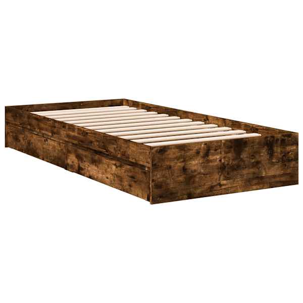 Sahtlitega voodiraam, suitsutatud tamm, 90 × 190 cm, tehispuit — mudel 3280710