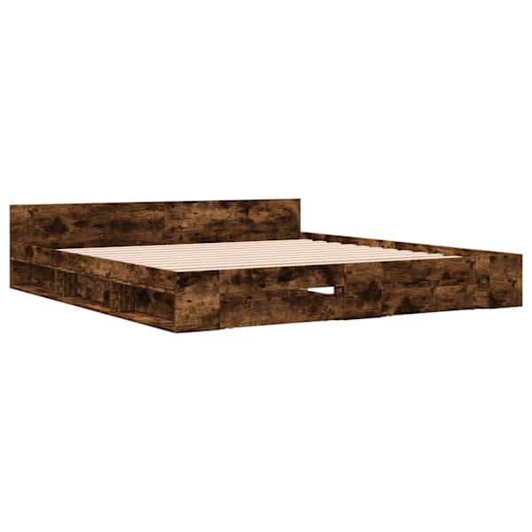 Sahtlitega voodiraam, suitsutatud tamm, 180 × 200 cm, tehispuit — mudel 3280731