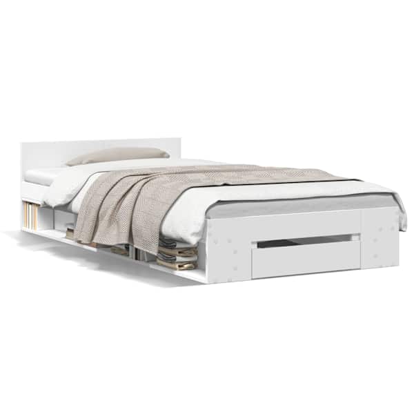 Sahtlitega voodiraam, valge, 75 × 190 cm, tehispuit — mudel 3280804