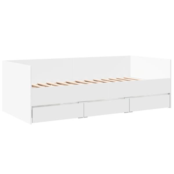 Sahtlitega diivanvoodi, valge, 90 × 200 cm — mudel 3280818