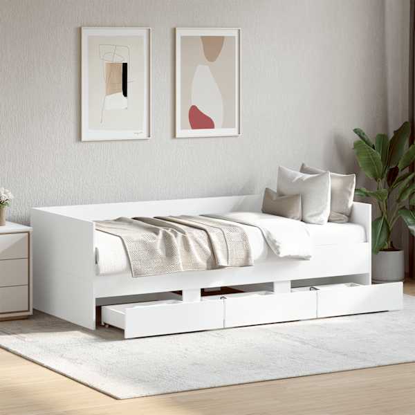 Sahtlitega diivanvoodi, valge, 90 × 200 cm — mudel 3280818