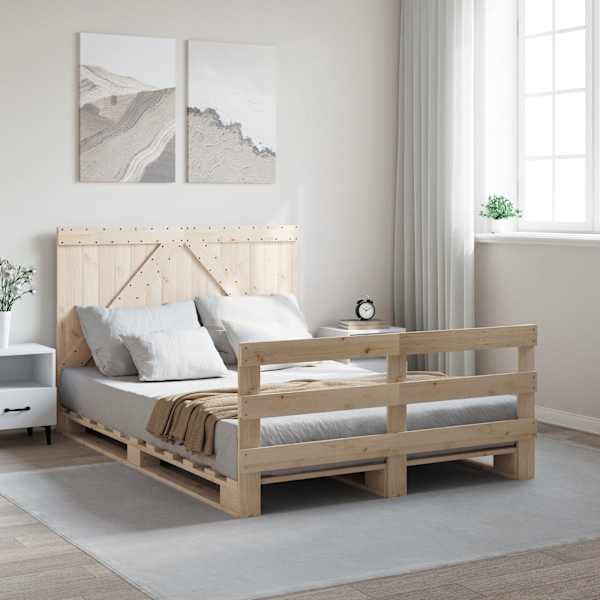Voodiraam peatsiga, 140 × 200 cm, männipuit — mudel 3281558