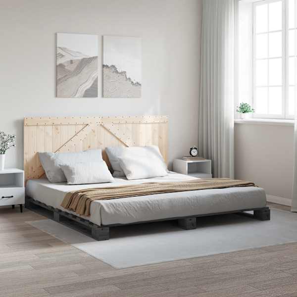 Voodiraam peatsiga, 200 × 200 cm, männipuit — mudel 3281567