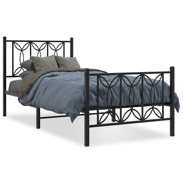 Voodiraam, must, 90 × 200 cm, metall — mudel 376139