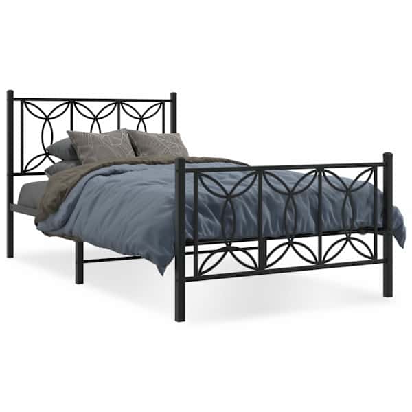 Voodiraam, must, 100 × 200 cm, metall — mudel 376141