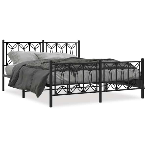 Voodiraam, must, 150 × 200 cm, metall — mudel 376148