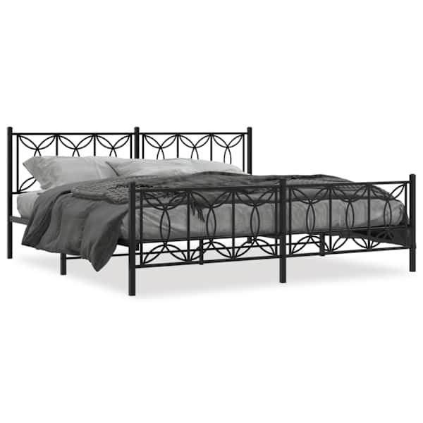 Voodiraam, must, 193 × 203 cm, metall — mudel 376152