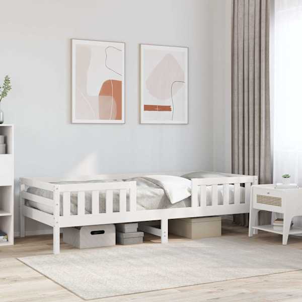 Voodiraam, valge, 75 × 190 cm, männipuit — mudel 846983