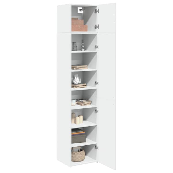 Kitsas hoiukapp, valge, 45 × 42,5 × 225 cm, tehispuit