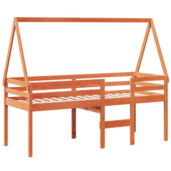 Kõrge voodiraam katusega, vahapruun, 75 × 190 cm, männipuit — mudel 3282103
