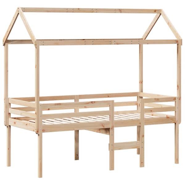 Kõrge voodiraam katusega, 75 × 190 cm, männipuit — mudel 3282141