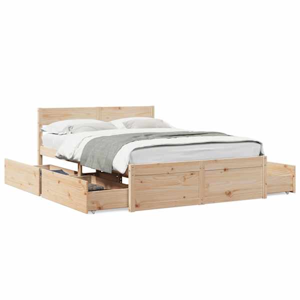 Sahtlitega voodiraam, 120 × 200 cm, männipuit — mudel 3282351