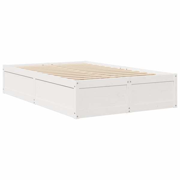 Voodiraam, valge, 135 × 190 cm, männipuit — mudel 3282385