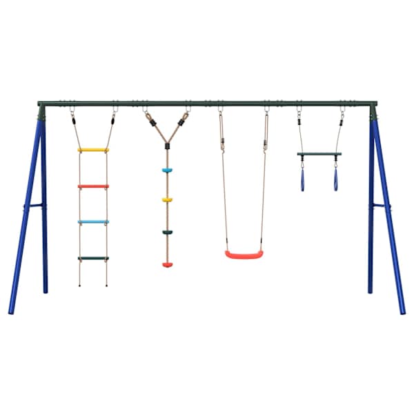 Kiigekomplekt kiige, trapetskiige, redeli ja astmetega köiega, 341 × 185 × 185 cm – mudel 3283628