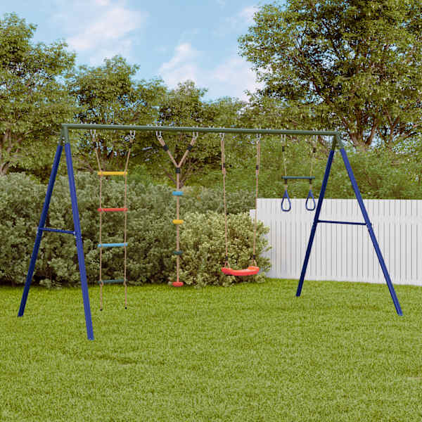 Kiigekomplekt kiige, trapetskiige, redeli ja astmetega köiega, 341 × 185 × 185 cm – mudel 3283628
