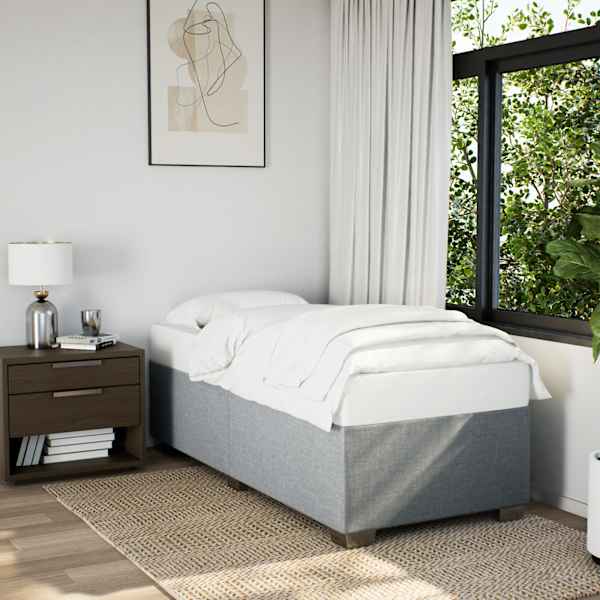Voodiraam, helehall, 90 × 200 cm, kangas — mudel 3284443