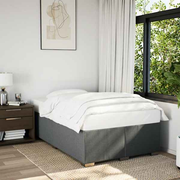 Voodiraam, tumehall, 120 × 200 cm, kangas — mudel 3284465