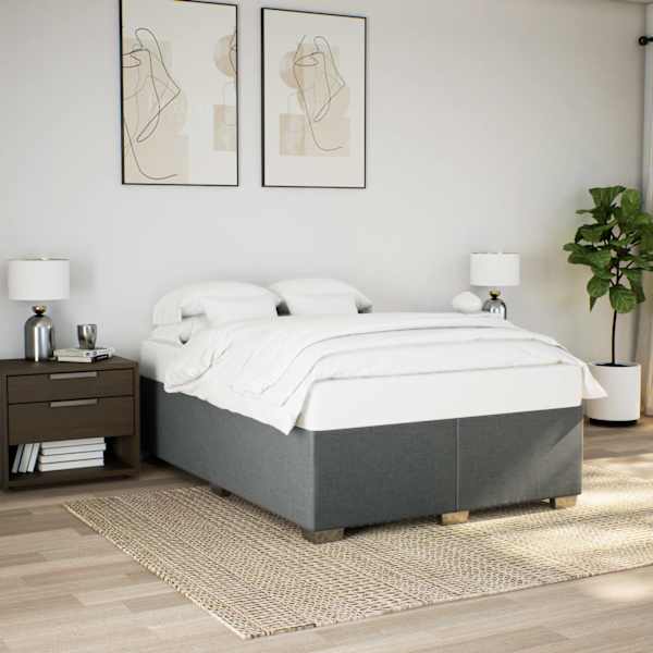 Voodiraam, tumehall, 140 × 200 cm, kangas — mudel 3284479