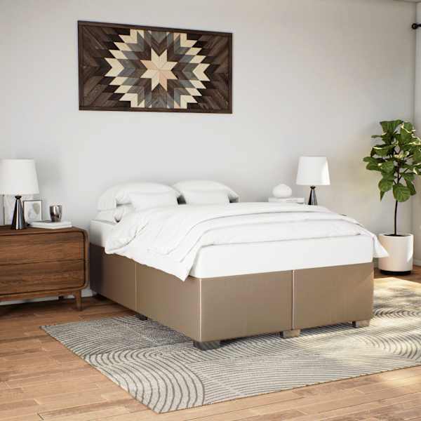 Voodiraam, cappuccino, 160 × 200 cm, kunstnahk — mudel 3284567