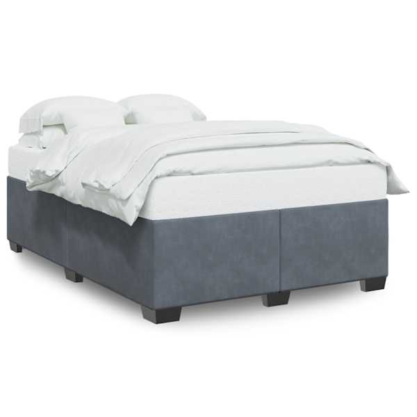 Voodiraam, tumehall, 140 × 190 cm, samet — mudel 3284632