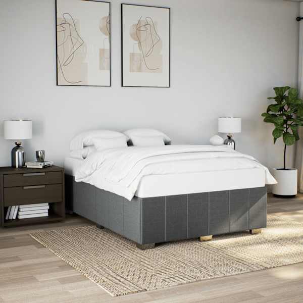 Voodiraam, tumehall, 140 × 200 cm, kangas — mudel 3284840