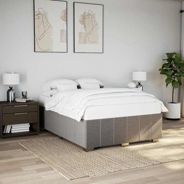 Voodiraam, pruunikashall, 140 × 200 cm, kangas — mudel 3284843