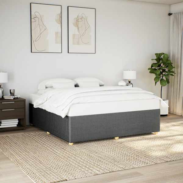 Voodiraam, tumehall, 200 × 200 cm, kangas — mudel 3284964
