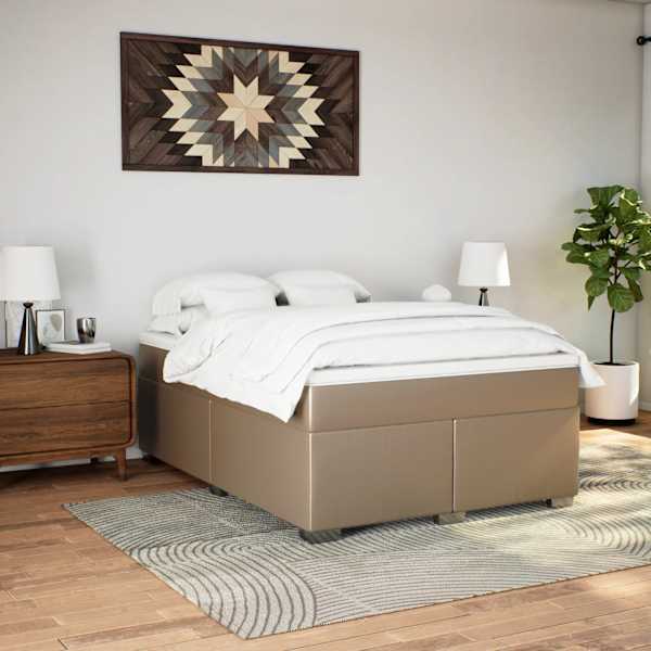 Kontinentaalvoodi koos madratsiga, cappuccino, 140 × 200 cm, kunstnahk — mudel 3285216