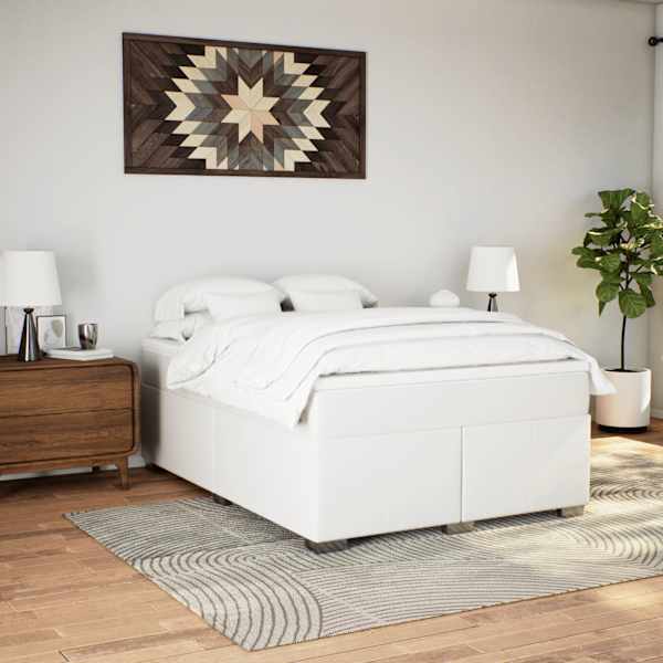 Kontinentaalvoodi koos madratsiga, valge, 160 × 200 cm, kunstnahk — mudel 3285218