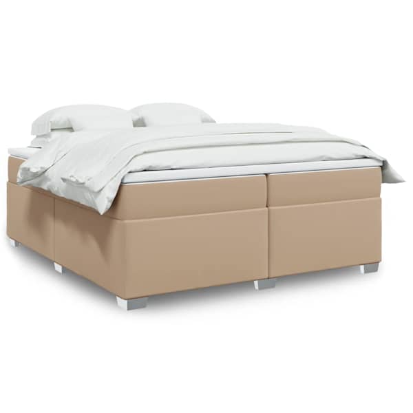 Kontinentaalvoodi koos 2 madratsiga, cappuccino, 200 × 200 cm, kunstnahk — mudel 3285228