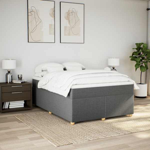 Kontinentaalvoodi koos madratsiga, tumehall, 140 × 190 cm, kangas — mudel 3285374