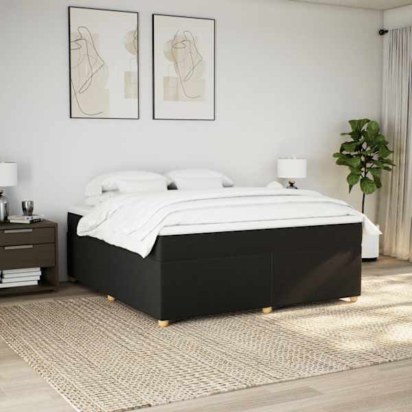 Kontinentaalvoodi koos madratsiga, must, 180 × 200 cm, kangas — mudel 3285396