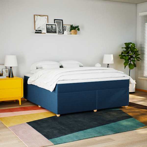 Kontinentaalvoodi koos madratsiga, sinine, 180 × 200 cm, kangas — mudel 3285400