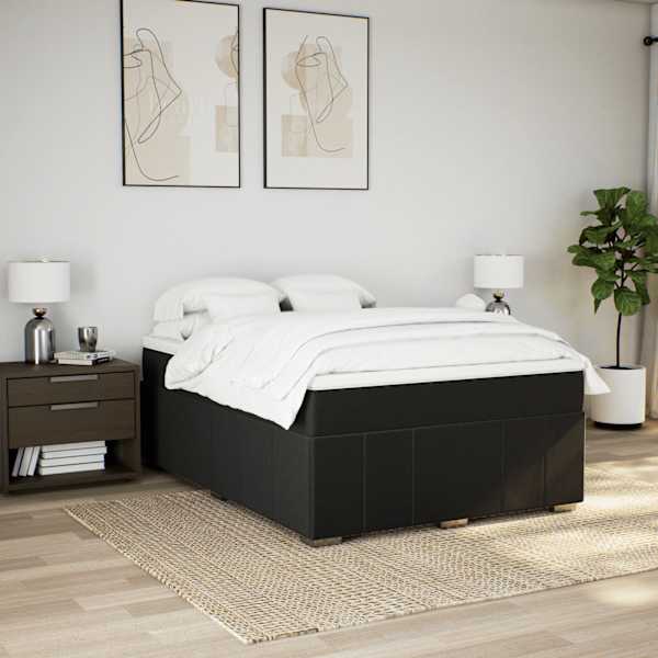 Kontinentaalvoodi koos madratsiga, must, 140 × 200 cm, kangas — mudel 3285479