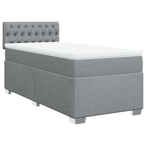 Kontinentaalvoodi koos madratsiga, helehall, 90 × 200 cm, kangas — mudel 3285778