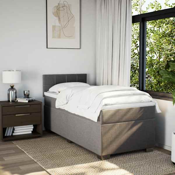 Kontinentaalvoodi koos madratsiga, pruunikashall, 100 × 200 cm, kangas — mudel 3285803