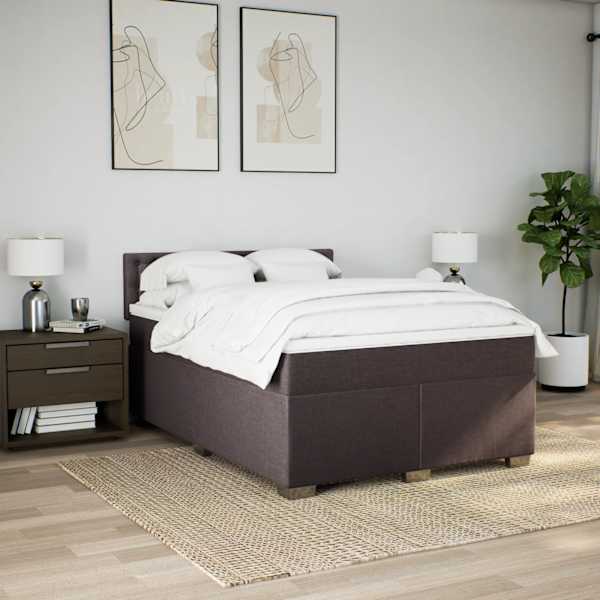 Kontinentaalvoodi koos madratsiga, tumepruun, 140 × 190 cm, kangas — mudel 3285900