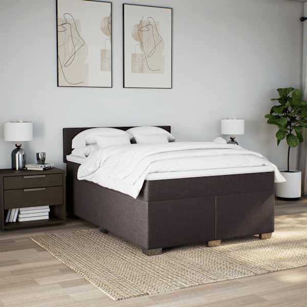 Kontinentaalvoodi koos madratsiga, tumepruun, 140 × 200 cm, kangas — mudel 3285914