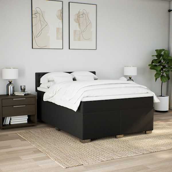 Kontinentaalvoodi koos madratsiga, must, 140 × 200 cm, kangas — mudel 3285927