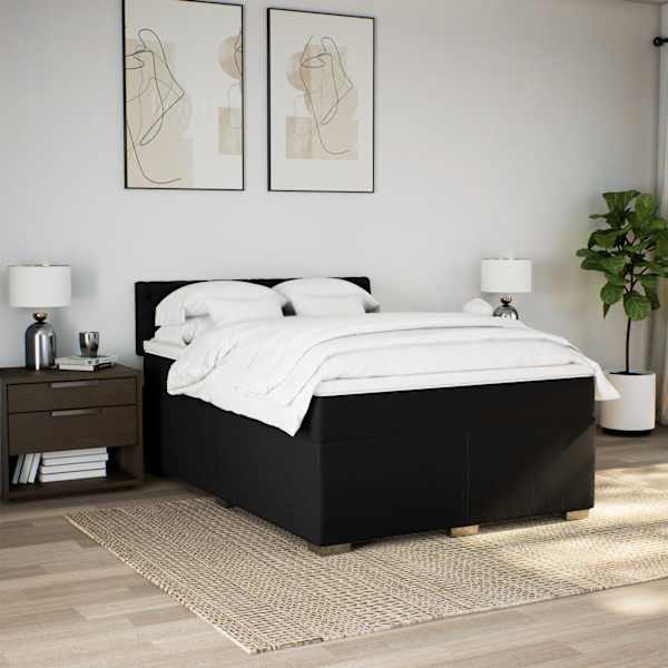Kontinentaalvoodi koos madratsiga, must, 160 × 200 cm, kangas — mudel 3285948
